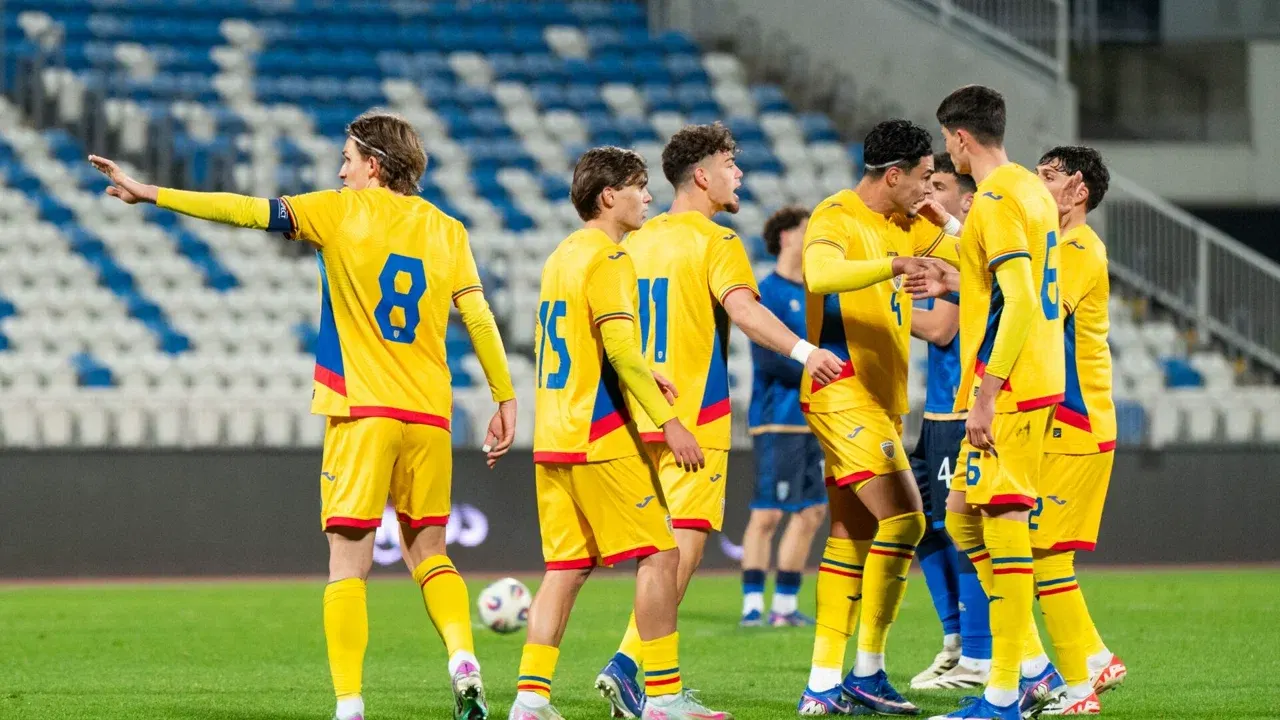 Jucători ai naționalei României U21 pe teren