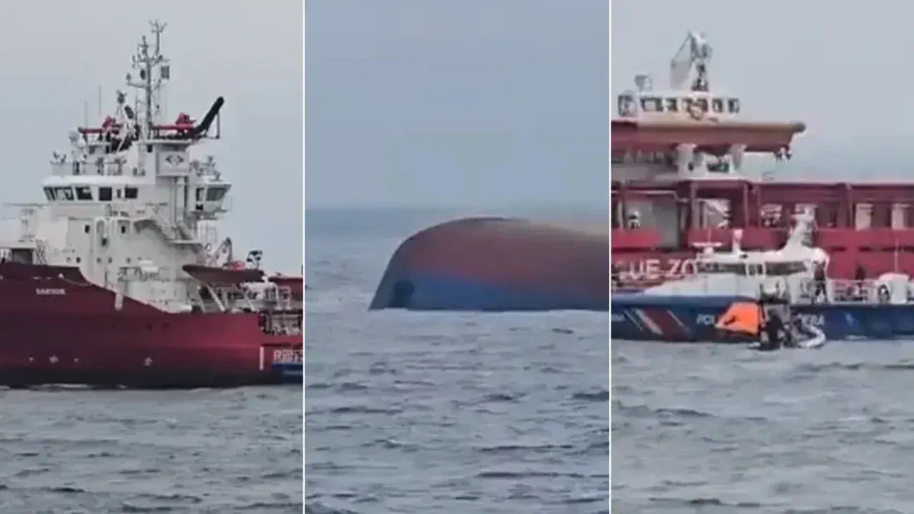 Nava comercială KHORYV avariată și în curs de răsturnare în Marea Neagră